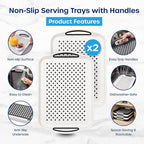 Food Trays for Eating on Couch - 2 Pack - Non Slip Dinner Trays for Eating Set of 2 Non Slip Serving Tray and Food Tray with Handles (White) - Image 3