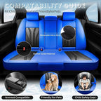 Fit Tacoma Premium Leather Car Seat Covers for Toyota Tacoma 2016-2022 2023 - Waterproof，Breathable，All-Weather Seat Cushion Protecto & Airbag Compatible, Full Set Blue&Black - Image 3