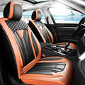 Fit Prius Premium Leather Car Seat Covers for Toyota Prius 2001-2025 2026 - Waterproof，Breathable，All-Weather Seat Cushion Protecto & Airbag Compatible, Full Set Orange&Black by Unknown