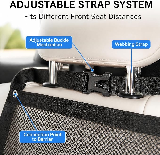 Dog Car Barrier for Car SUV Truck - Dog Net for Backseat Pet Divider Fit - Image 5