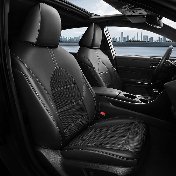 Custom Seat Covers for Toyota Camry 2018-2024, Black | Only Fit for Camry LE/SE/SE Nightshade 2018-2024, Not for Hybrid, Full Coverage, Faux Leather, Scratch-resistant, Easy-clean by FEINEPRO