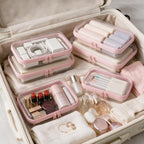 4 pcs Clear Hard Shell Zipper Case, Water-Resistant Travel Makeup Bag, Diaper Bag Organizer Pouches,Clear Toiletry Bags (Pink) - Image 5