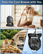 Portable Rechargeable Fan, 20000mAh Battery Powered Camping Fan with LED Light & Hook, 270° Adjustable, 4-Speed, 4H Timer Camping Essentials for Outdoor Tent Travel BBQ Car, Gifts for Men Dad - Image 8