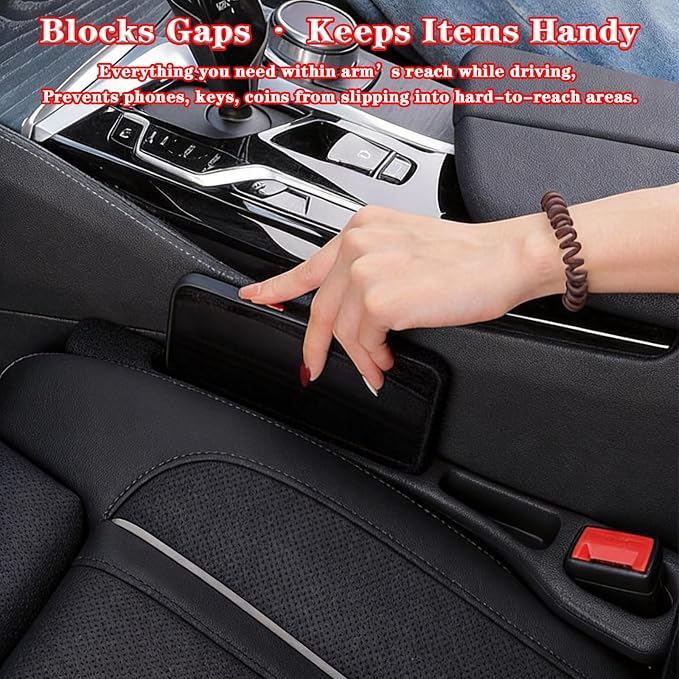 Car Seat Gap Filler Organizer of 2, 2 in 1 Car Gap Filler(Red) | Universal Gap Filler with Storage Pockets, No Drop Seat Guard for Phones Keys Cards,Car Accessories for Most Cars Trucks SUVs - Image 5