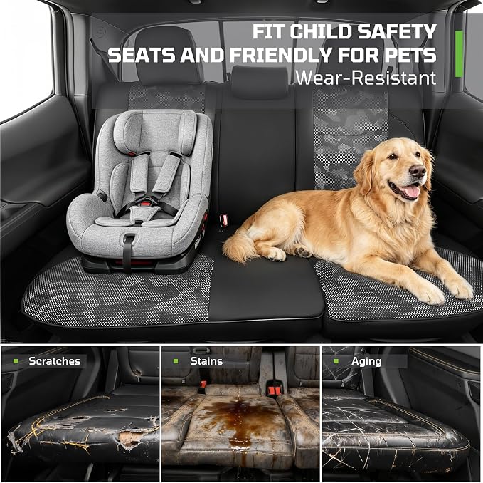 Car Seat Covers Fit for Toyota Tacoma 2016-2023 Double/Crew Cab,Black | Custom Faux Leather Full Set,Waterproof & Wear-Resistant,Fits Tacoma 3rd Gen SR,SR5,Limited,TRD Sport,TRD Off-Road,TRD Pro - Image 6