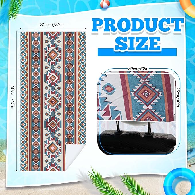 Hahafelt 2 Pack Car Seat Towel Cover with Storage Bag, Tuscon Aztec | 63 x 32 in Car Towel Seat Cover Non Slip Waterproof, Gym Workout Swimming Running, Machine Washable Sweat Absorbent Protector - Image 2