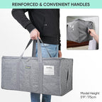 BALEINE Extra Large Storage Tote with Zippers & Carrying Handles, Heavy-Duty Oxford Fabric Moving Bags for Laundry, Space Saving, Storage,2-Pack, Winter Gray - Image 7