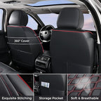 Huidasource 2018-2026 Wrangler JL Seat Covers Full Set, Waterproof Custom Fit Seat Cushion Protector for Jeep Wrangler JL 4-Door Sahara Sport Rubicon, Without Rear Cupholder (Full Set/Red Line) - Image 3