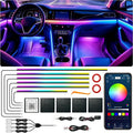 Interior Car LED Strip Light with Wireless APP, RGB 10 in 1 Acrylic LED Light for Car with Dynamic Dreamcolor, Dual Zone Control Car Ambient Lighting Kits, Inside Neon Strip with Music Mode (10 in 1) by SAMGCHI