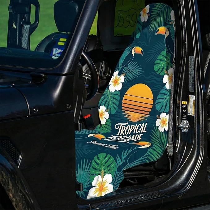 2 Pack Car Seat Towel Covers, Sweat-Proof Microfiber Seat Protectors for Gym, Running, Beach & Workout, Breathable Quick-Dry, Machine Washable, Tropical Toucan Print, Universal Fit - Image 4