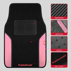 Rubbermaid Car Mats, Carpeted Floor Car Mat with Faux Leather & Built-in Heel Pad, Two-Tone Car Rug Floor Mats, Stylish Carpeted Floor Mats for Cars, Trucks & SUVs Pink Color - Image 3