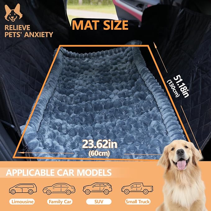 Dog Car Seat Cover 2 Piece Seat Waterproof Hammock and Grey Cover | Scratch Proof Nonslip Back Seat Pet Bed Mat for Travel Durable Soft Back Seat Covers for Cars Trucks and SUVs - Image 7