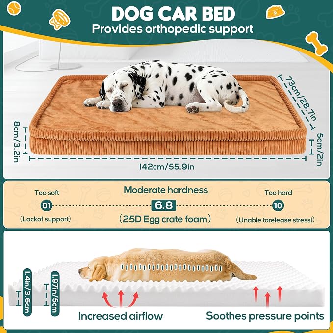 Loiion Dog Car Bed, Non-Slip Backseat Extender Pet Mat 56"x28.7"x2" | Removable, Washable Dog Bed With Waterproof Liner Protects Car Seats, Anti-Slip Travel Bed For Dogs - Image 4