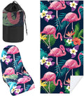 1 Pack Car Seat Towel Cover with Storage Bag, Flamingos Style | 63 x 32 in Car Towel Seat Cover Non Slip Waterproof, Gym Workout Swimming Running, Machine Washable Sweat Absorbent Protector by Hahafelt
