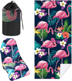 1 Pack Car Seat Towel Cover with Storage Bag, Flamingos Style | 63 x 32 in Car Towel Seat Cover Non Slip Waterproof, Gym Workout Swimming Running, Machine Washable Sweat Absorbent Protector by Hahafelt