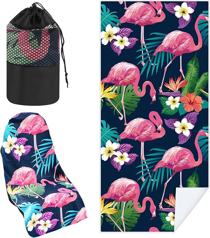 1 Pack Car Seat Towel Cover with Storage Bag, Flamingos Style | 63 x 32 in Car Towel Seat Cover Non Slip Waterproof, Gym Workout Swimming Running, Machine Washable Sweat Absorbent Protector by Hahafelt