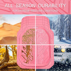 CAR PASS DeepDish Pink Floor Mats for Cars Full Set,Heavy Duty Rubber Car Mats 3-Piece,Universal Waterproof Trim-to Fit Automotive Floor Mats for Truck Van SUV, Durable All-Weather Car Mats (Pink) - Image 4