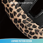Road Comforts Leopard Steering Wheel Cover for Women, Cute Anti-Slip Microfiber Leather, Universal Fit 14.5-15 Inch Round Steering Wheel - Beige - Image 4