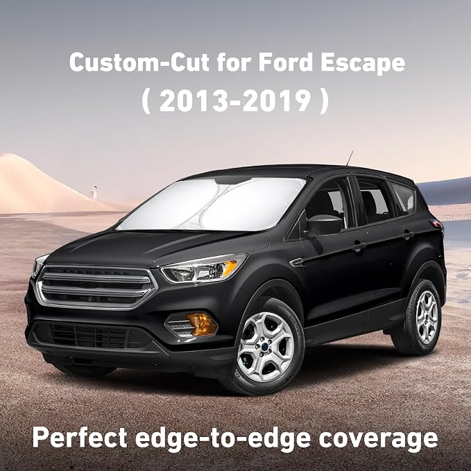 EcoNour Windshield Sunshade Compatible for Ford Escape 2013-2017 2018 2019 | Sun Visor for Front Windshield & Window Sun Shade Cover, UV Heat Blocker & Protector, Car Accessories - Image 2