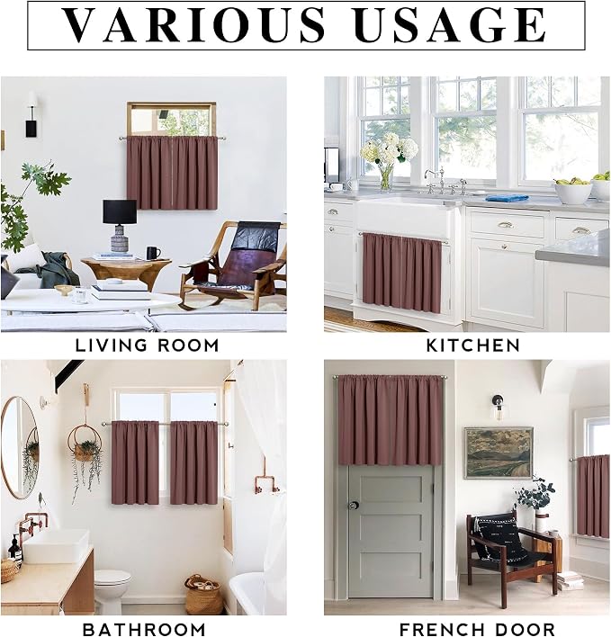 RYB HOME Blackout Curtains for Bedroom Living Room Nursery 63 inches Long | Thermal Insulated, Privacy Protection, Rod Pocket, Drapes for Office Home Theater, W42 x L63, Chocolate Brown, 2 Panels - Image 6