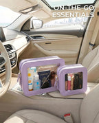Makeup Bag Set Cosmetic Pouch for Women Waterproof PU Leather,Travel Toiletry Bag Cute Makeup Organizer Purse Pouch Preppy Pencil Case with Zipper (2Pack-Standard&Square, Purple) - Image 5