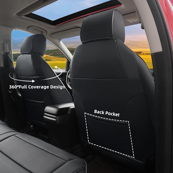Lolcar Custom Fit Civic Seat Covers for Honda Civic Sedan 2016 2017 2018 2019 2020 2021 EX,EX-L,EX-T,Touring,LX-P,Sport - 5-Seats Leather Full Set，Black(60/40 Split Seatback-with Rear Armrest) - Image 5