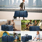 80L EXTRA LARGE Duffle Bag for Travel, 26" Foldable Travel Duffel Bag with Shoe Compartment for Men Women, Waterproof & Tear Resistant (Dark Blue, EXTRA LARGE, 80L) - Image 7