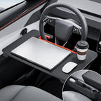 YONZEE 2-in-1 Car Steering Wheel Desk Tray & Car Seat Gap Filler Organizer – Foldable Carbon Fiber Look Table for Laptop, Eating, Writing – for Standard Round Steering Wheels by YONZEE