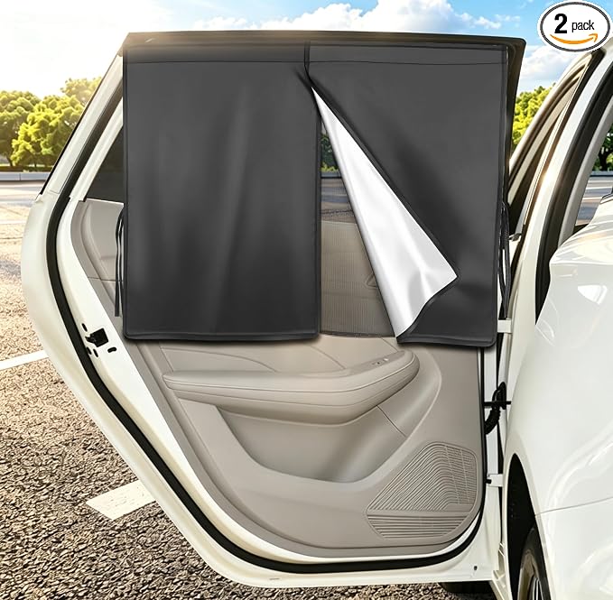 2 Pack Car Window Shades for Side Window with Strong Magnets | Automotive Dual Layer Car Rear Windows Sunshades for Baby Blocks Heat and UV Rays Sun Shade for Most Vehicles by YYSSNM