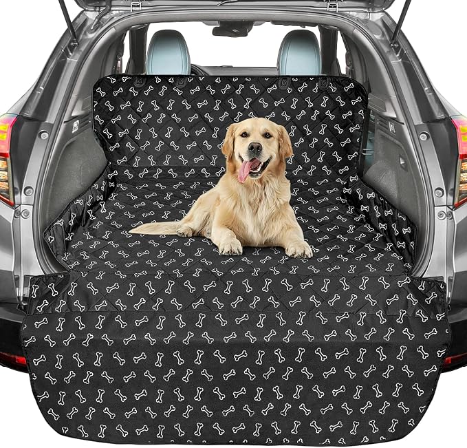 F-color SUV Cargo Liner for Dogs - Heavy Duty Trunk Cover for Midsize SUVs | Water Resistant Pet Cargo Cover with Bumper Flap, Non-Slip Trunk Mat, Dog Car Seat Cover Prevents Scratches Pet Hair Mud Dirt - Image 7