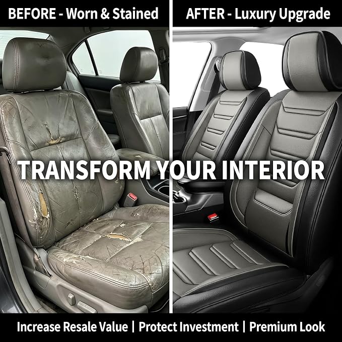 Fit Cherokee Seat Covers Custom Fit for Jeep Cherokee 2014-2026, Full Set | Premium Leather Full Coverage Protectors, Waterproof, Breathable, Scratch Resistant, Easy Wipe, Airbag Compatible, Black+Gray - Image 4