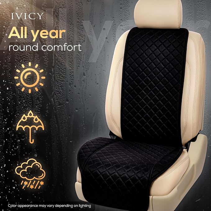 Faux Linen Front Car Seat Cover, Seat Protector, 1 Unit, Black | Non-Slip Bucket Sear Cover for Most Cars, SUVs, Vans & Trucks – Machine Washable, Side-Airbag Friendly - Image 7