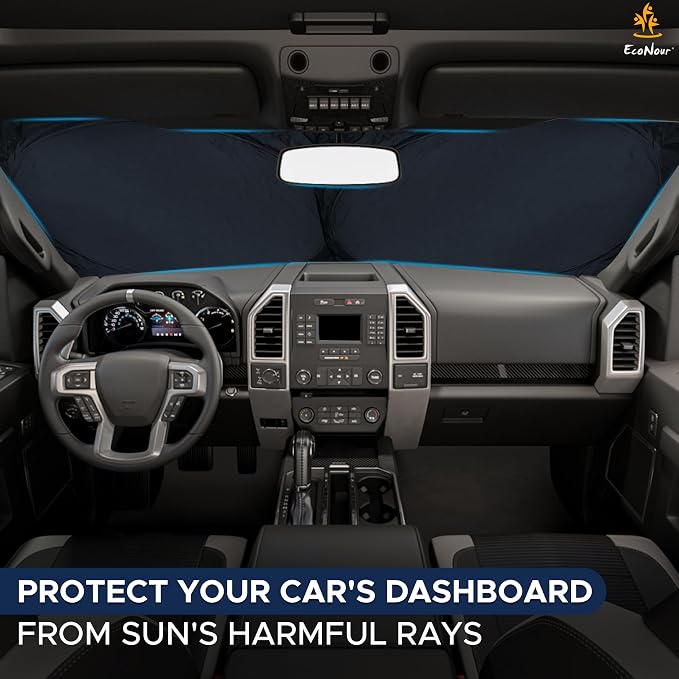 EcoNour Truck Windshield Sun Shade, Sun Shield Protects Dashboard and Seats - Image 2