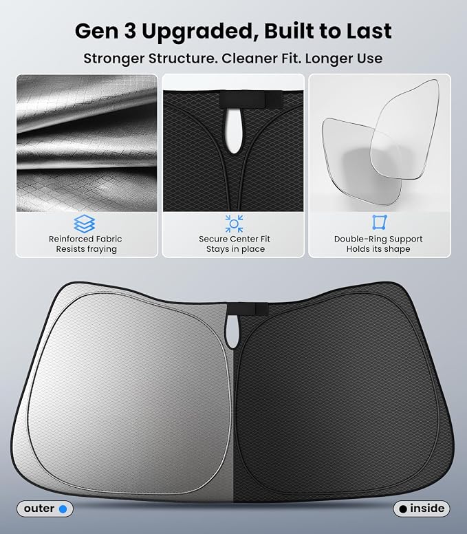 Zanch Custom Windshield Sun Shade for Toyota Camry 2018-2026, 100% Light Blocking, 7-Layer Heat & UV Shield, 3D Scanned Custom Fit, Keeps Cabin Cooler, Foldable Car Accessories - Image 8