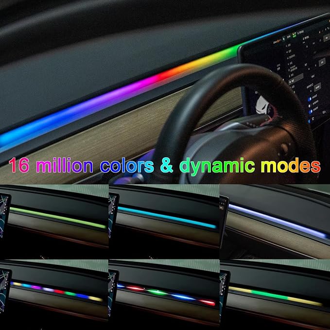 Dreamcolor Interior Car Lights Strips 55-inch, Tesla Model 3 Model Y Interior car Lights, RGB Neon Light Kits with APP Control, Tesla Ambient Lighting Accessories - Image 2