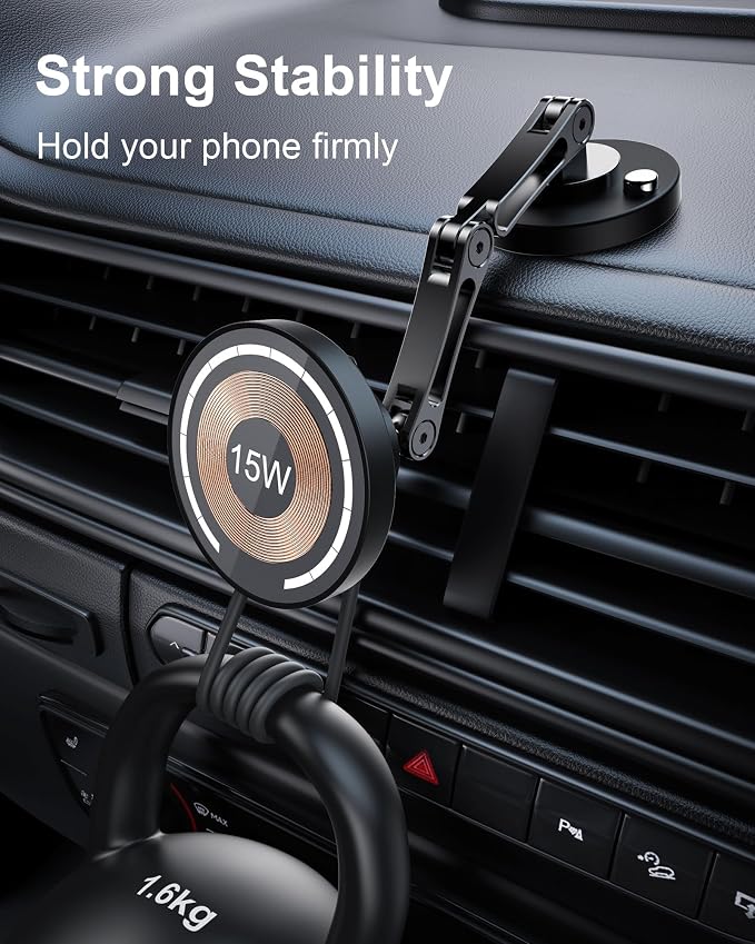 ZBF Magnetic Wireless Car Mount Charger, 15W Fast Charging for MagSafe Car Mount,Magnetic Car Phone Holder Mount, Car Cell Phone Holder Fit iPhone 17 16 15 14 13 12 All Smartphones - Image 7
