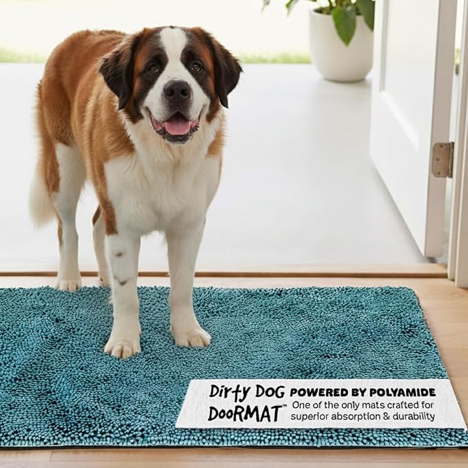 Dog Gone Smart Dirty Dog Doormat Runner - Super Absorbent Polyamide Rug Pulls In Moisture & Dirt - Fast Drying for Clean Floors, Non-Slip, Machine Washable Mat for Muddy Paws -Pacific Blue, 60 x 30 In by DogGoneSmartBed