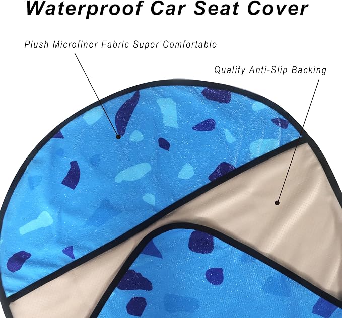 Car Seat Cover Protector Front Seats,for Gym Workout,Running,Swimming,Beach and Hiking,Waterproof Sweat Towel Bucket Seat Covers for Cars SUV Trucks (Blue Marbling, 2Pcs) - Image 5