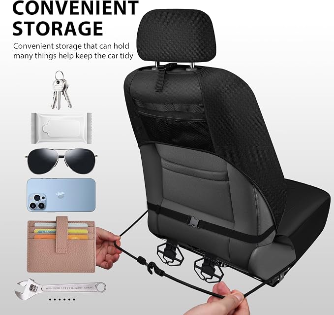 CAR PASS Oxford Bling Diamond Car Seat Covers Full Set Interior Sets, Waterproof Shining Glitter Sparkly Crystal Universal Armrest Fit 95% Automotive Truck SUV Cute Women Girl, Black Silver Rhinestone - Image 5