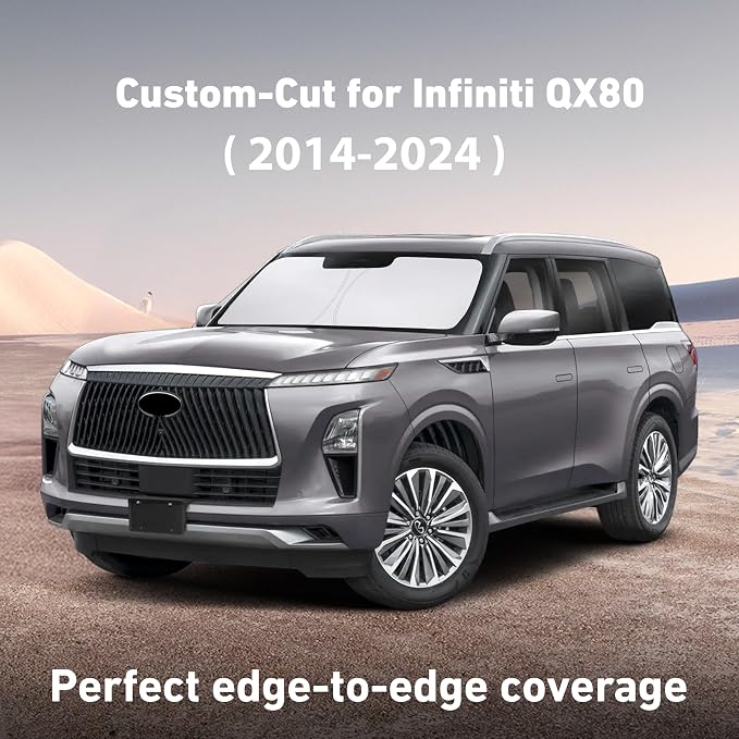 EcoNour Windshield Sunshade Compatible for Infiniti QX80 2014-2023 2024 | Sun Visor for Front Windshield & Window Sun Shade Cover, UV Heat Blocker & Protector, Car Accessories - Image 2