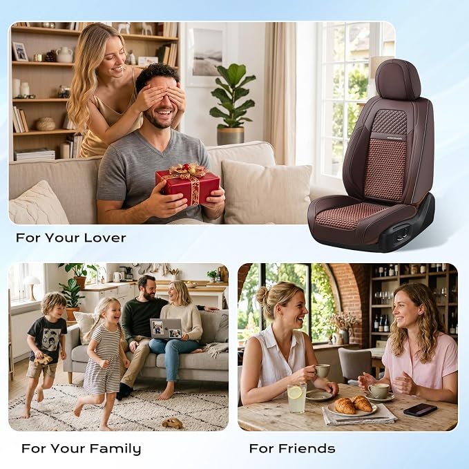 Coverado Car Seat Covers Full Set, 5 Seats Car Seat Protector, Universal Breathable Car Seat Covers Front Seats Back Seats, Car Seat Cushion Fit for Most Vehicles Brown - Image 9