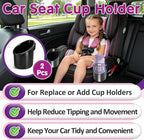 2 Pcs Car Seat Cup Holders Compatible with Graco 4Ever DLX Car Seats | PP Injection Molded Material, Toddler Car Seat Accessory, With Drain Holes, Dishwasher Safe Replacement Cup Holder, Black - Image 2
