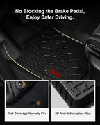 3W Floor Mats for Jeep Gladiator 2020-2026 1st & 2nd Row | TPE All Weather Floor Liner Full Set Car Liners with red Logo,Black - Image 4