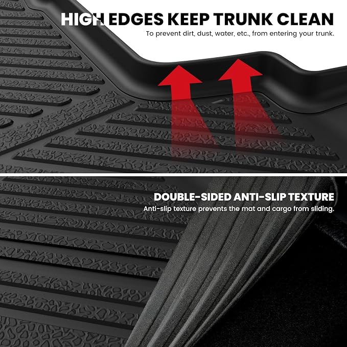 LASFIT Cargo Mat for Subaru Forester 2024 2023 2022 2021 2020 2019 | All Weather Custom Fit Anti-Slip Pet Friendly Easy Clean TPE Trunk Mat Cargo Tray Liner Accessories, Black - Image 6