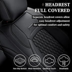 Coverado Custom Fit Front Seat Covers for Chevy Silverado/GMC Sierra 2007-2025 1500, 2015-2025 2500HD 3500HD Crew/Double/Extended Cab – Faux Waterproof Leather (Black) - Image 4