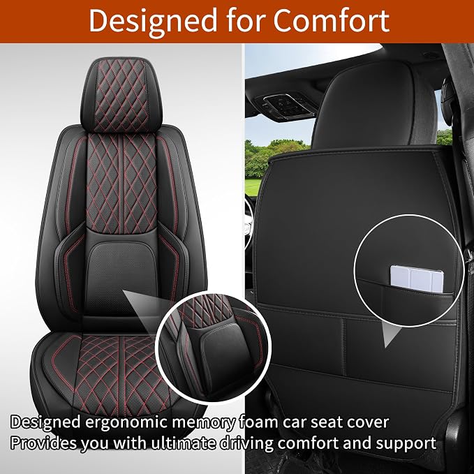 Car Seat Cover Custom Fit for Dodge Ram 1500 2500 3500 2002-2026 Faux Leather Seat Cover Set Compatible with Crew Quad Regular Cab Pickup Truck Cushions (Black & Blue, Front Seat) - Image 5