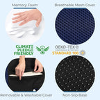 5 STARS UNITED Seat Cushion - Memory Foam Chair Cushion for Tailbone Pain Relief - Ergonomic Support for Coccyx, Sciatica & Butt - Office, Desk & Gaming Chair, Car Seat, Wheelchair, Blue Mesh - Image 6
