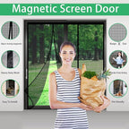 Magnetic Door Screen Fit Door Size 72 x 80 Inch, Sunmoxia Durable Reinforced Fiberglass Mesh Curtain, Heavy Duty Screen Door with Full Frame Hook & Loop for Sliding Doors,Patio - Image 8