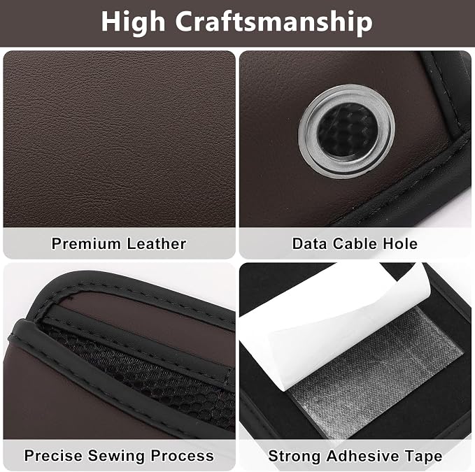 Car Seat Side Storage Pocket, Small Car Seat Organizers PU Leather Car Console Organizer Pocket Multifunctional Console Side Organizer Bag for Phone, Keys, Sunglass, Wallet (1Pack, Brown) - Image 7