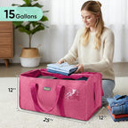 BALEINE Extra Large Storage Tote with Zippers & Carrying Handles, Heavy-Duty Oxford Fabric Moving Bags for Laundry, Space Saving, Storage, 2-Pack, Berry Red - Image 5